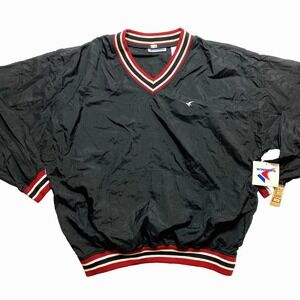 Vintage Winners Pullover Jacket Mens Large Black Cricket Track Warm Up 90s